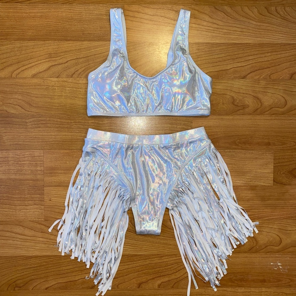 Iridescent Fringe Bikini Set